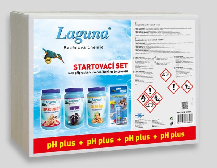Startovací set pH+ Laguna (triplex tablety, pH+, chlor šok, tester)